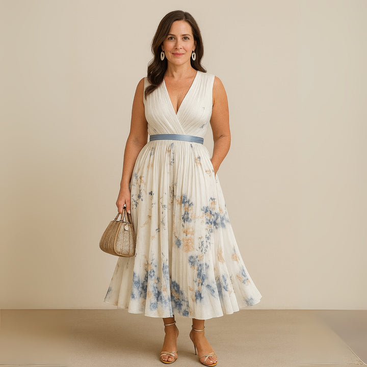 Women's Floral V-Neck Sleeveless Maxi Dress
