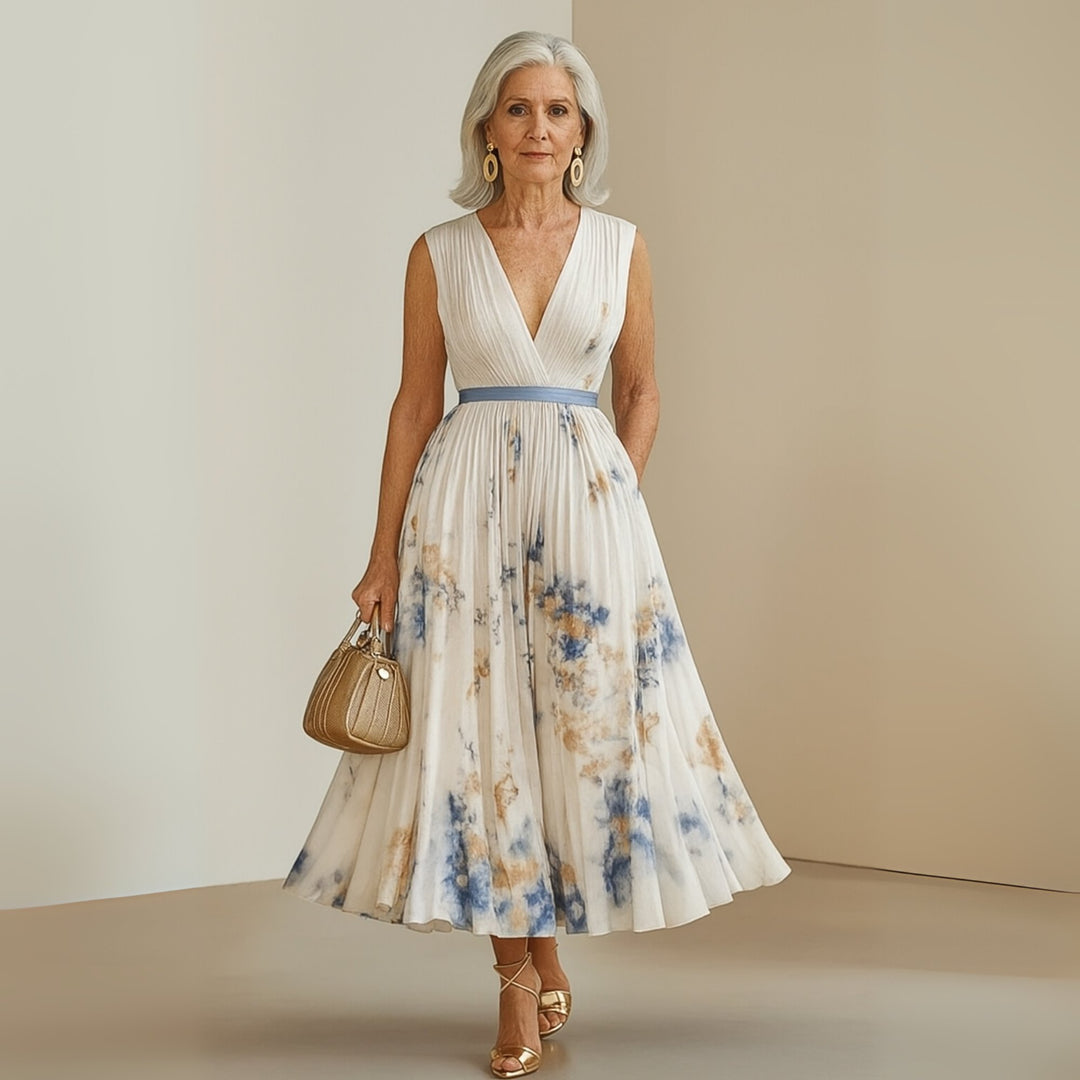 Women's Floral V-Neck Sleeveless Maxi Dress