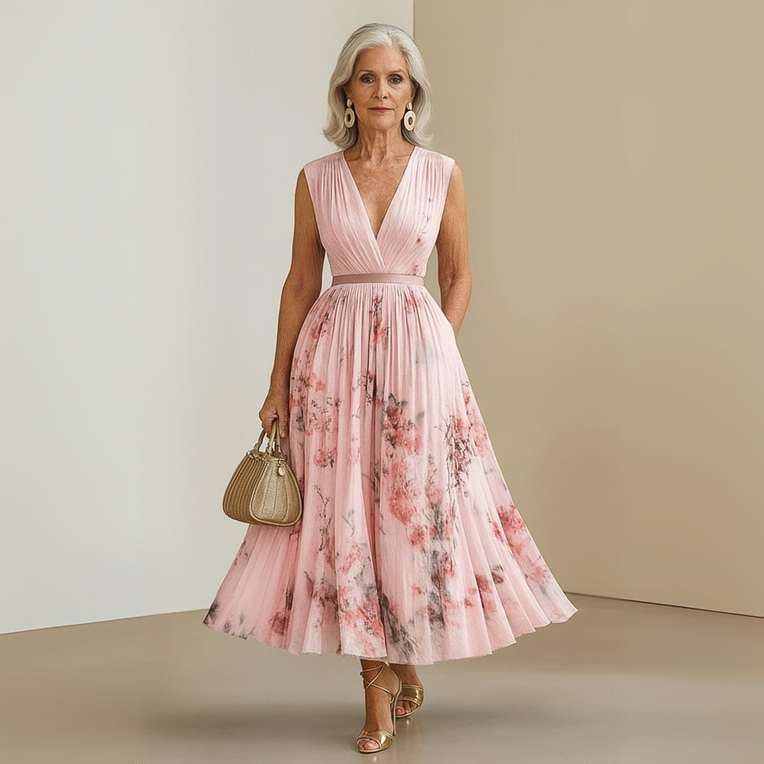 Women's Floral V-Neck Sleeveless Maxi Dress