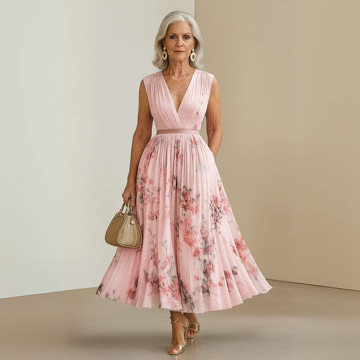 Women's Floral V-Neck Sleeveless Maxi Dress