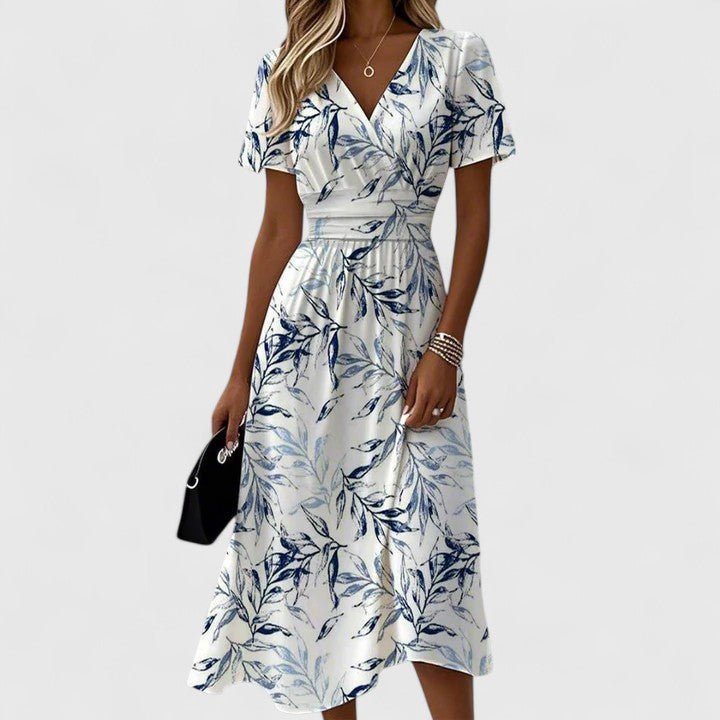 Women's Floral V-Neck Wrap Midi Dress