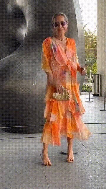 Women's Floral Watercolor Tiered Chiffon Maxi Dress