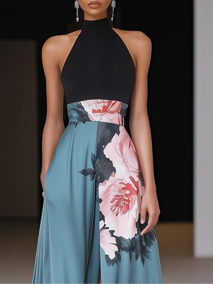 Women's Halter Neck Floral Maxi Dress