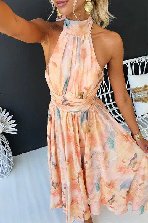 Women's Halter Neck Sleeveless Backless Maxi Dress