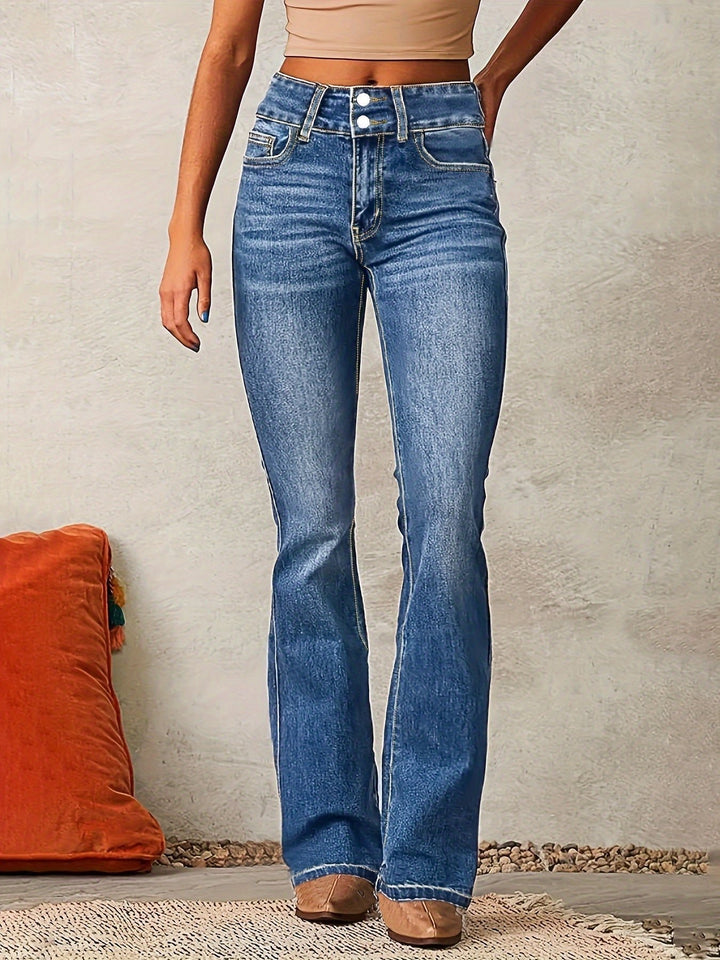 Women's High-Rise Bootcut Stretch Denim Jeans - Blue