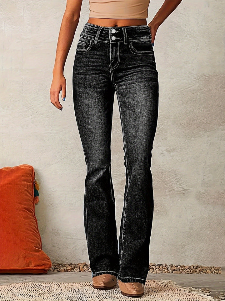 Women's High-Rise Bootcut Stretch Denim Jeans - Black