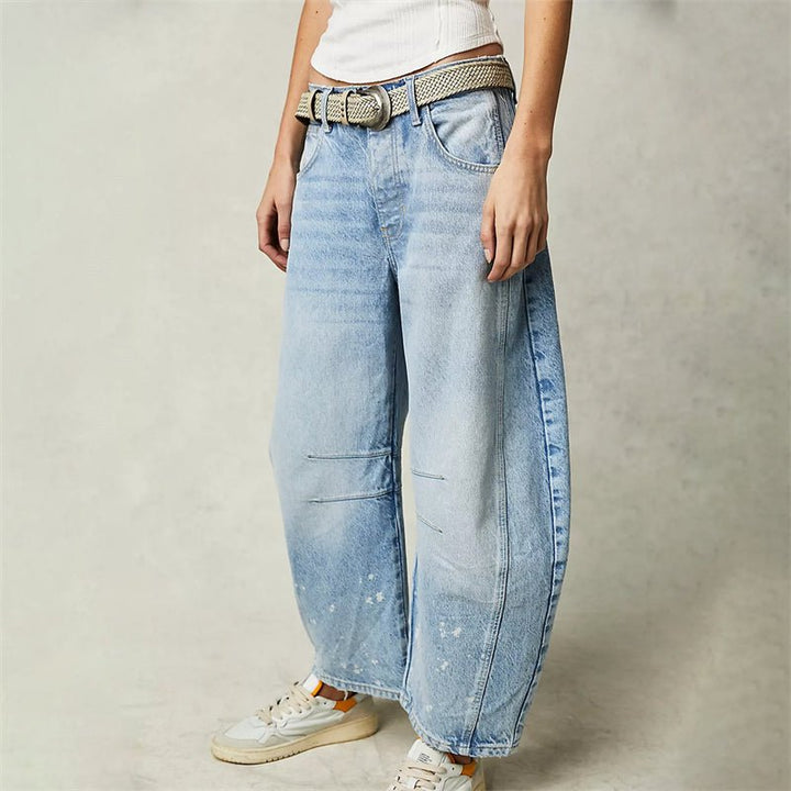 Women's High-Waist Barrel-Leg Relaxed-Fit Denim Jeans