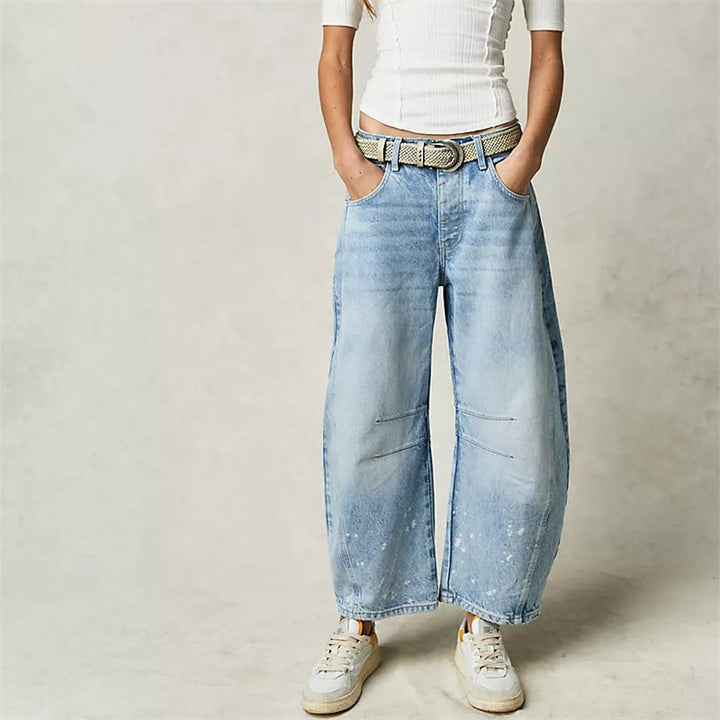 Women's High-Waist Barrel-Leg Relaxed-Fit Denim Jeans