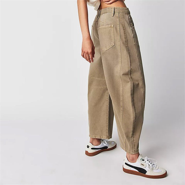 Women's High-Waist Barrel-Leg Relaxed-Fit Denim Jeans