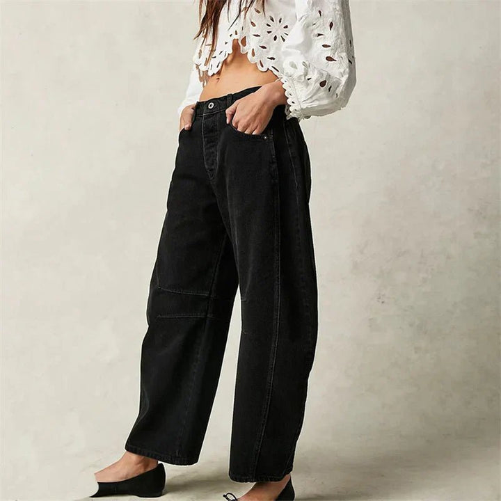 Women's High-Waist Barrel-Leg Relaxed-Fit Denim Jeans