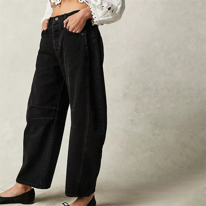 Women's High-Waist Barrel-Leg Relaxed-Fit Denim Jeans