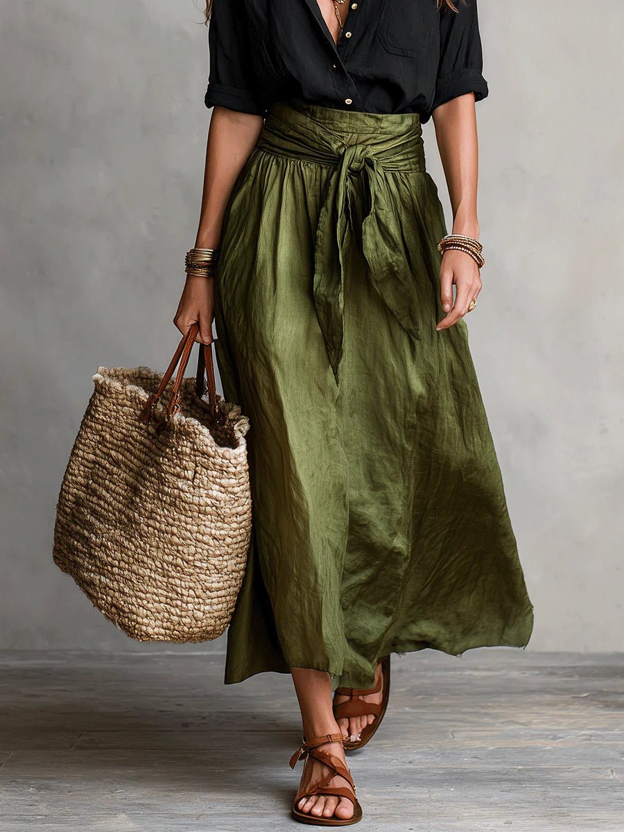 Women's High-Waist Button-Up Two-Piece Maxi Set