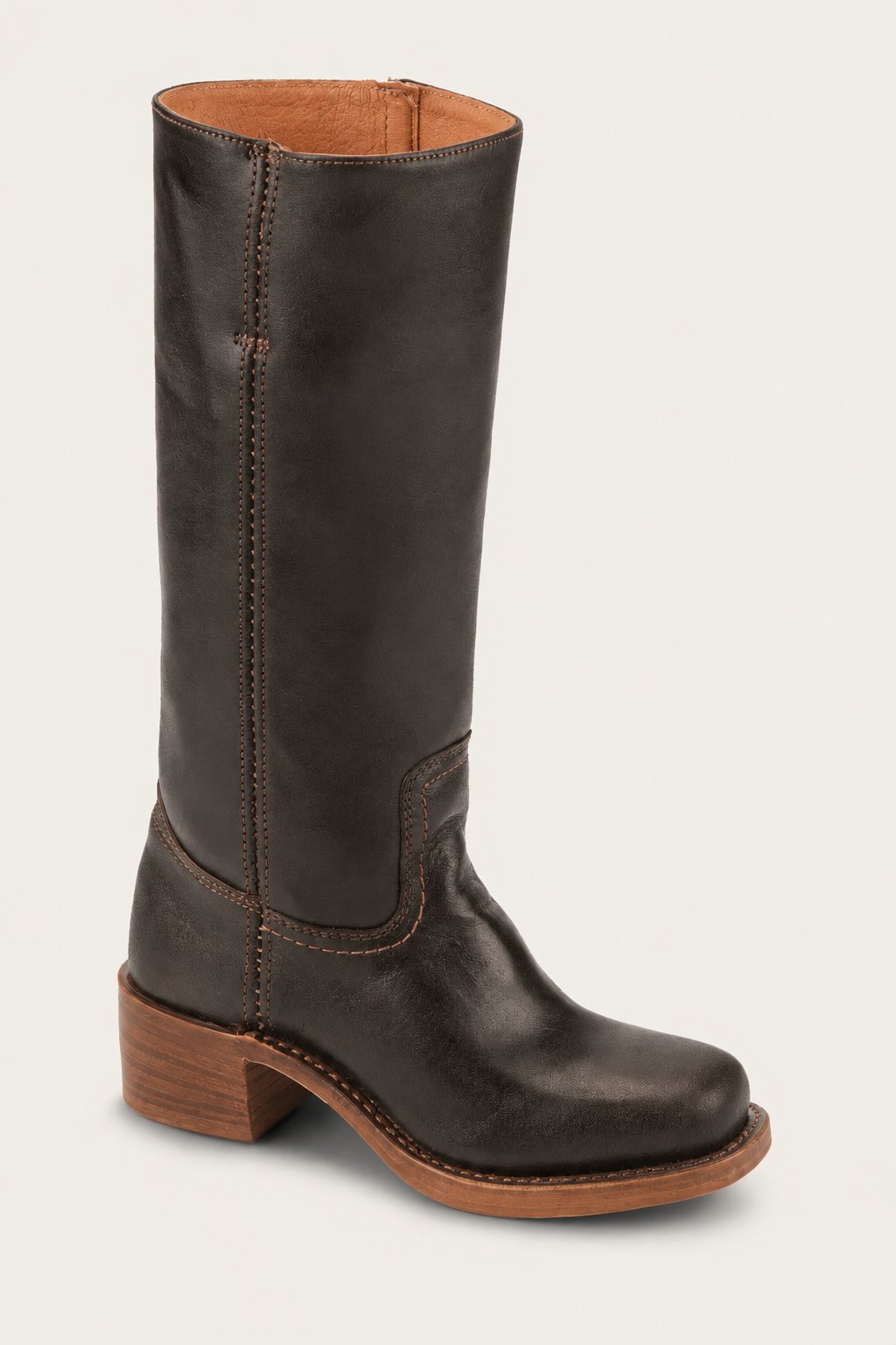 Women's Knee-High Leather Block-Heel Boots