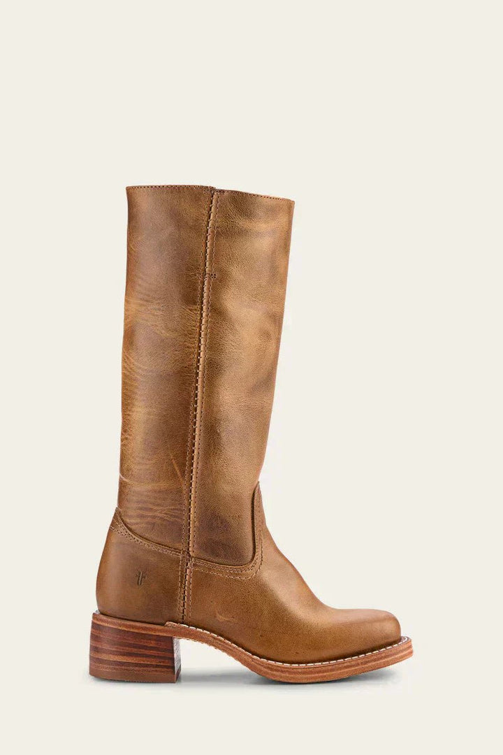 Women's Knee-High Leather Block-Heel Boots