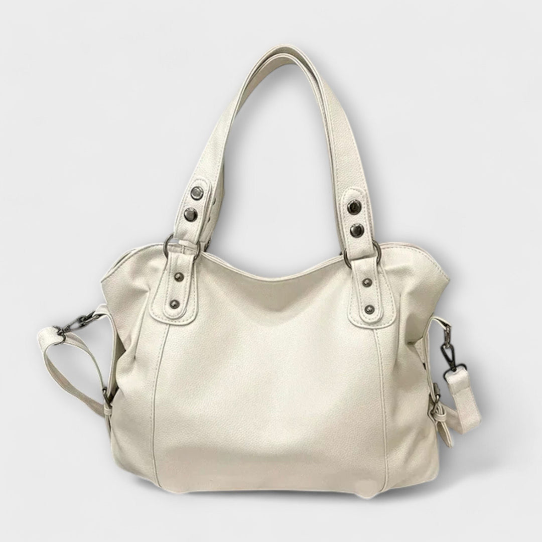 Women's Large Capacity Soft Leather Hobo Shoulder Bag - Beige