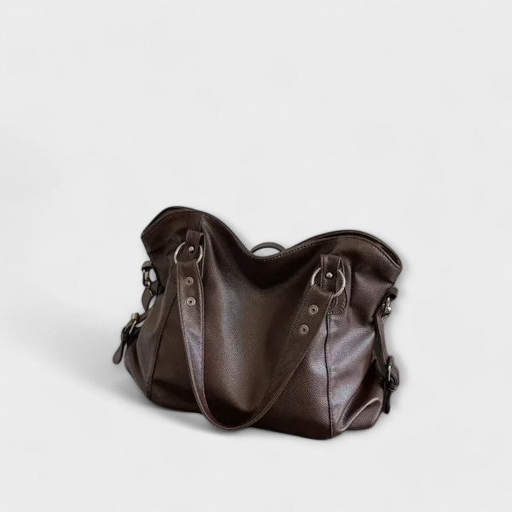 Women's Large Capacity Soft Leather Hobo Shoulder Bag - Brown
