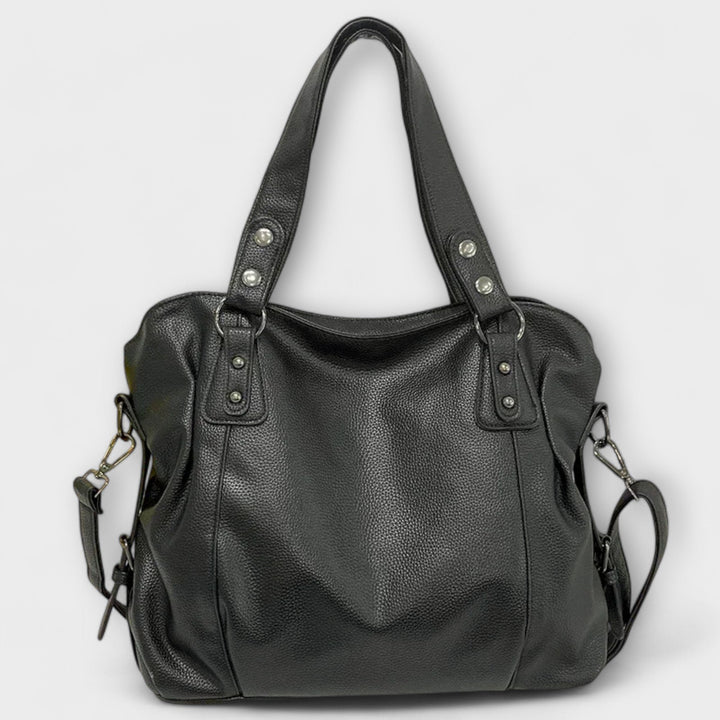 Women's Large Capacity Soft Leather Hobo Shoulder Bag - Black