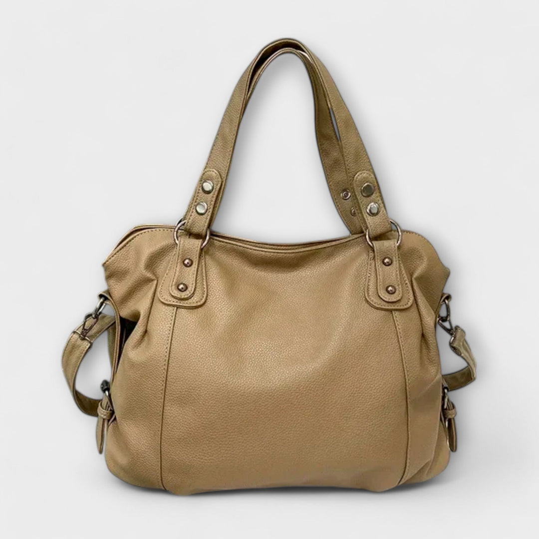 Women's Large Capacity Soft Leather Hobo Shoulder Bag - Khaki