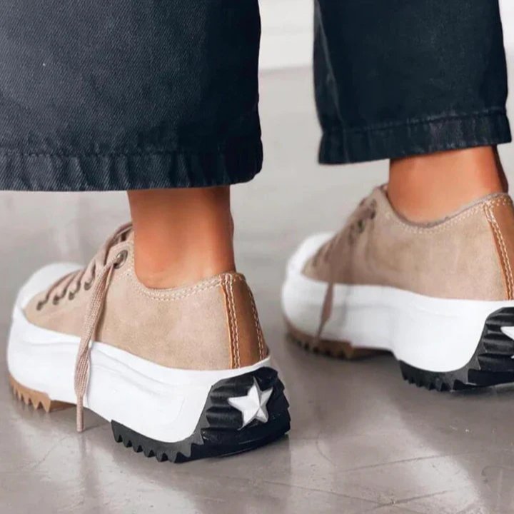 Women's Leather Platform Lace-Up Sneakers