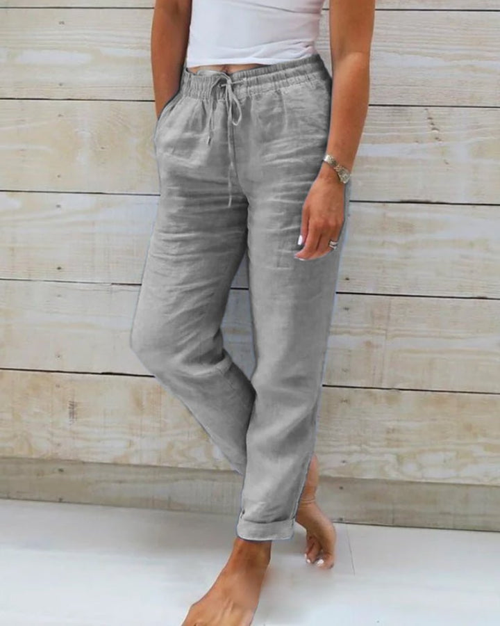 Women's Lightweight Cotton Drawstring Pants - Grey