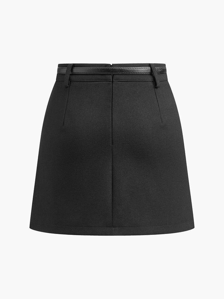Women's Mid-Rise Belted Mini Skirt