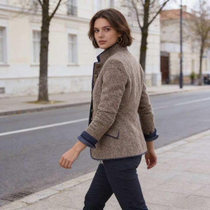 Women's Military Stand-Collar Wool Blazer