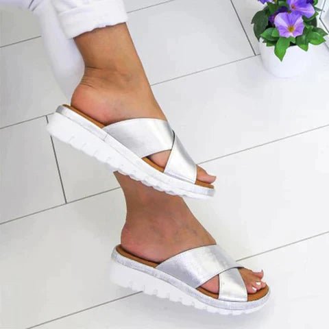 Women's Orthopedic Adjustable Cross-Strap Slide Sandals