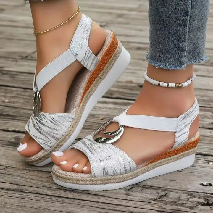 Women's Orthopedic Adjustable Platform Espadrille Sandals - White