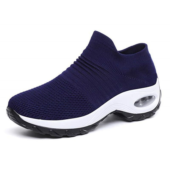 Women's Orthopedic Air-Cushioned Slip-On Sneakers - Blue (White Sole)