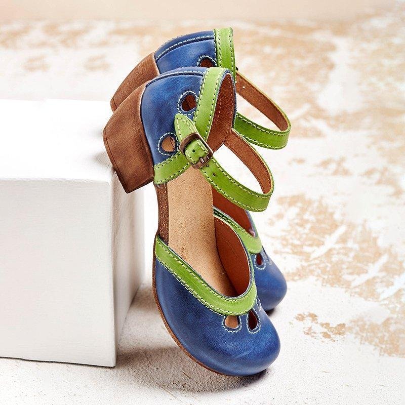 Women's Orthopedic Ankle-Strap Low-Heel Sandals - Blue