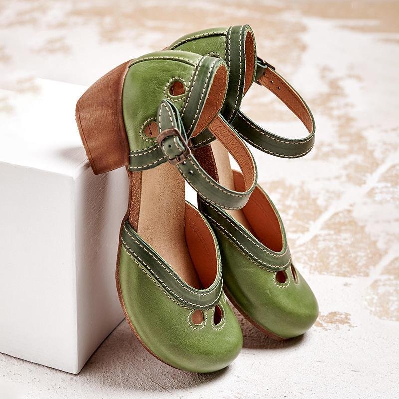 Women's Orthopedic Ankle-Strap Low-Heel Sandals - Green