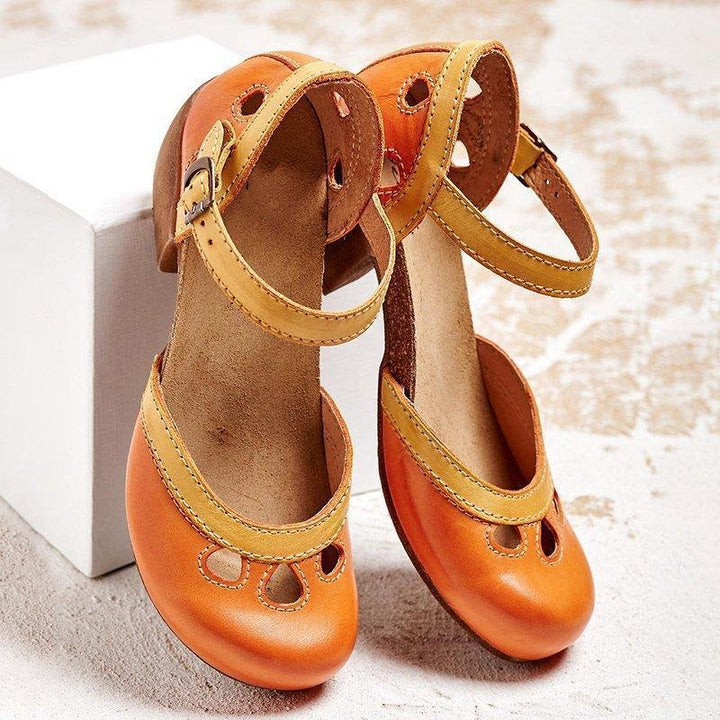 Women's Orthopedic Ankle-Strap Low-Heel Sandals - Orange