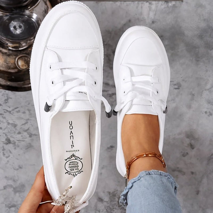 Women's Orthopedic Arch-Support Cushioned Lace-Up Sneakers - White