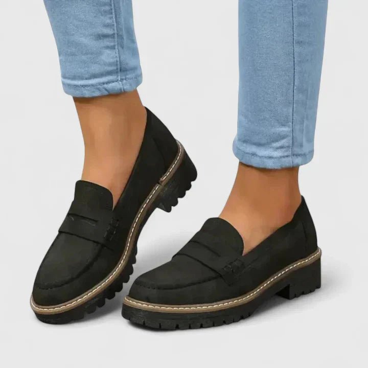 Women's Orthopedic Arch-Support Slip-On Loafers - Black