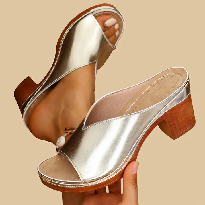 Women's Orthopedic Block-Heel Slip-On Sandals