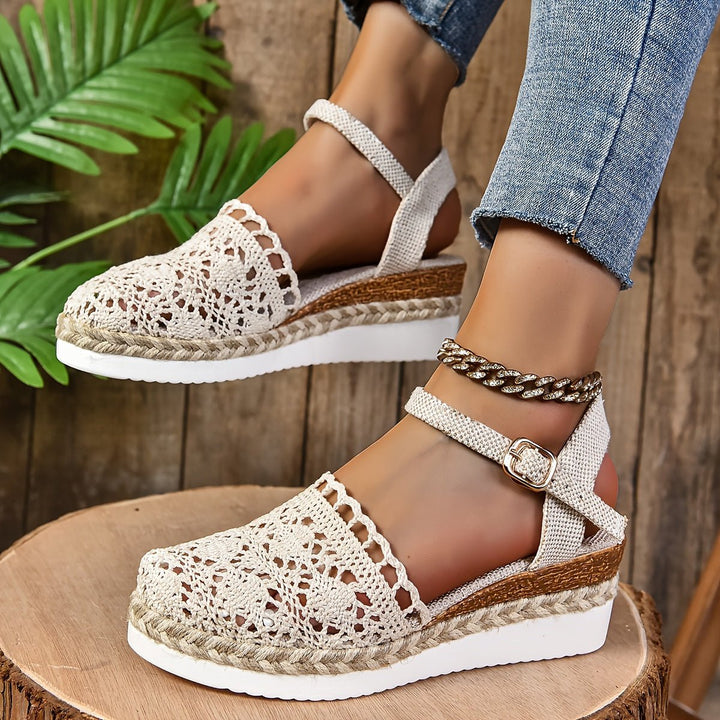 Women's Orthopedic Crochet Platform Espadrille Sandals