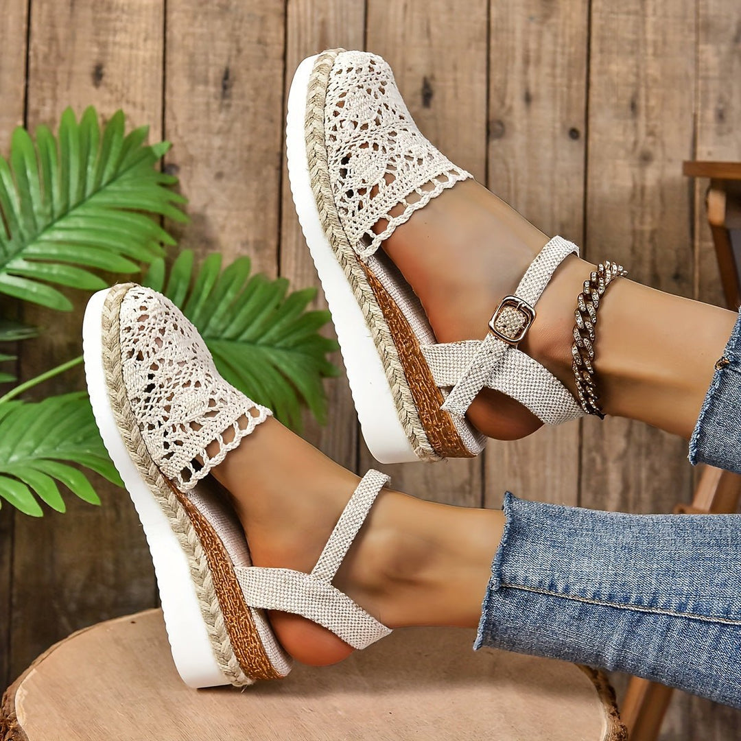 Women's Orthopedic Crochet Platform Espadrille Sandals