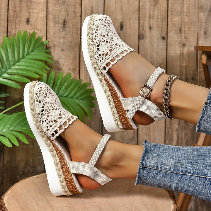 Women's Orthopedic Crochet Platform Espadrille Sandals