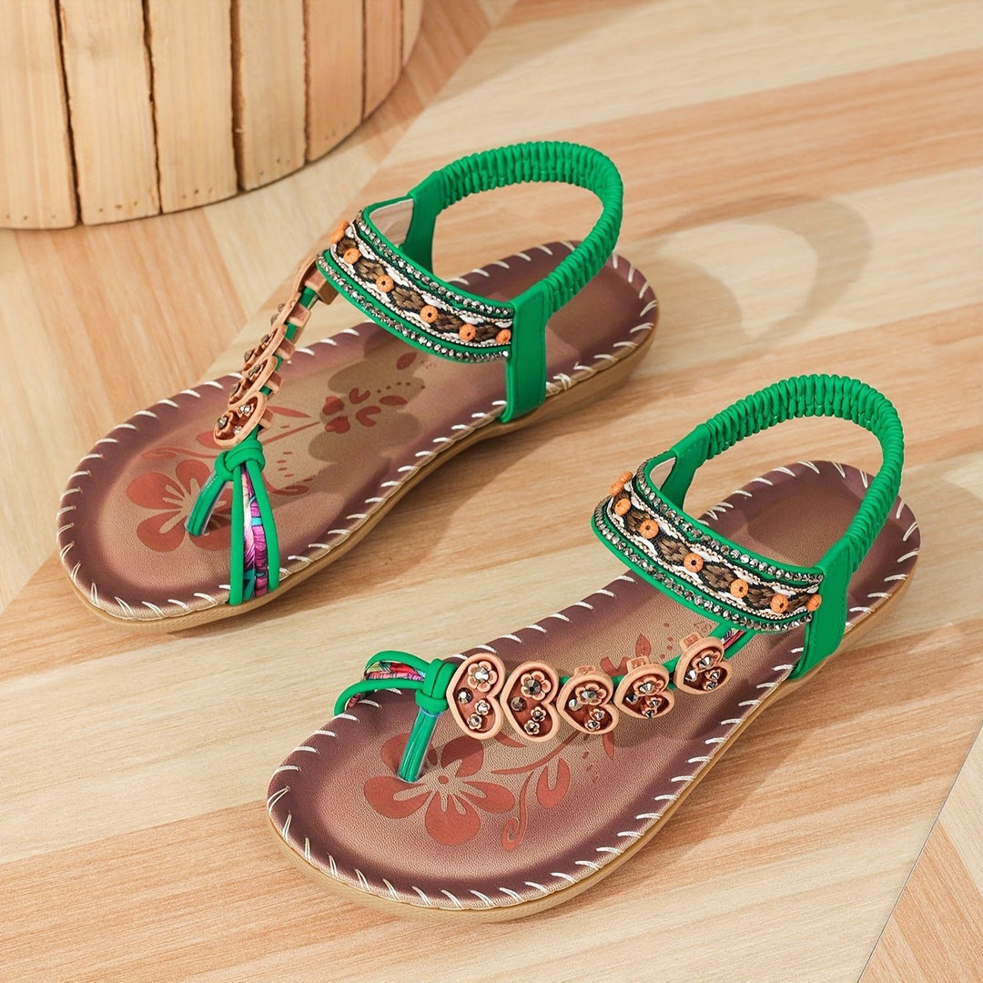 Women's Orthopedic Flat Ankle Strap Sandals - Green