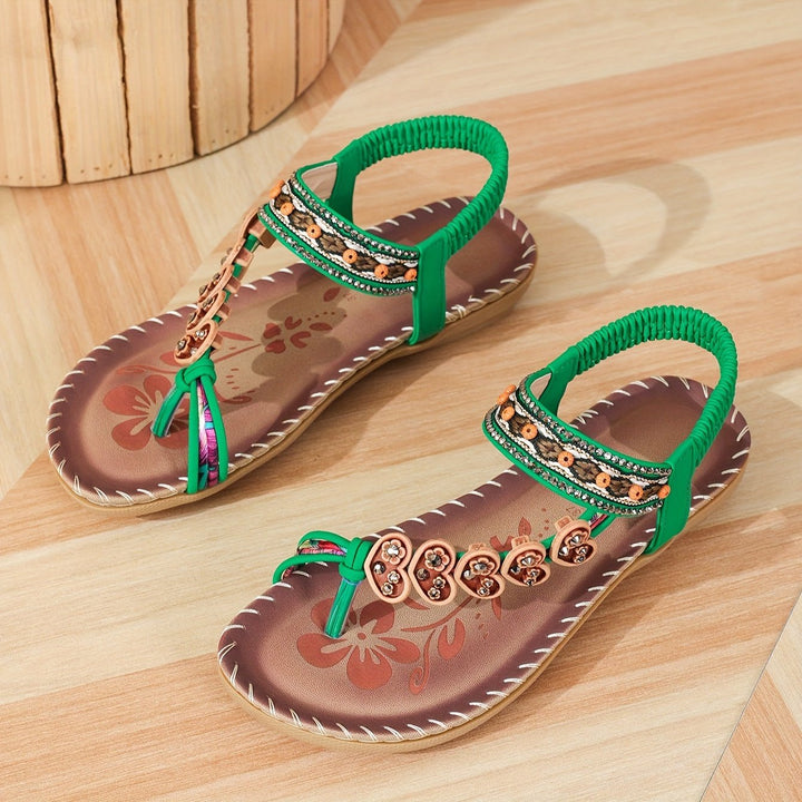 Women's Orthopedic Flat Ankle Strap Sandals - Green