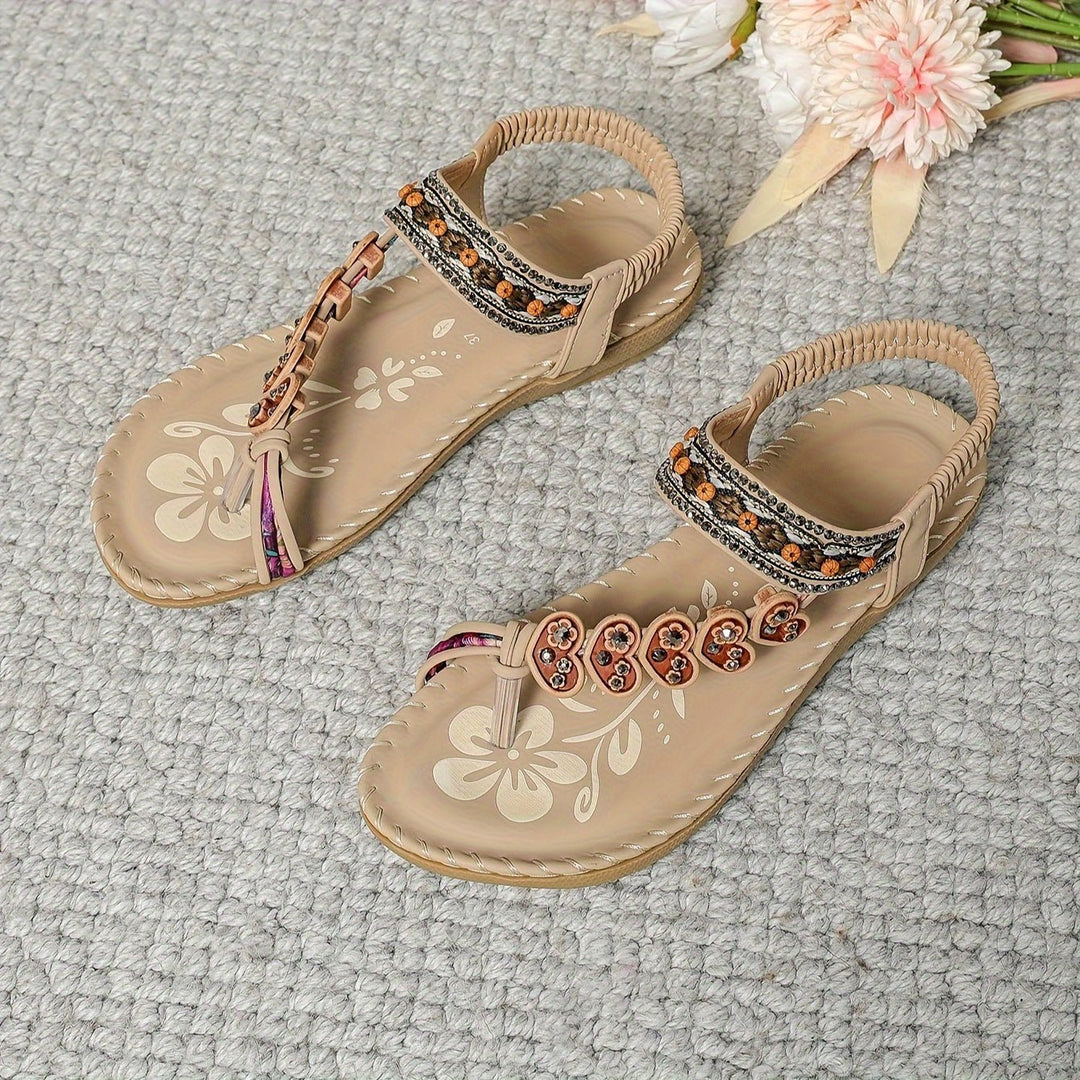 Women's Orthopedic Flat Ankle Strap Sandals - Apricot