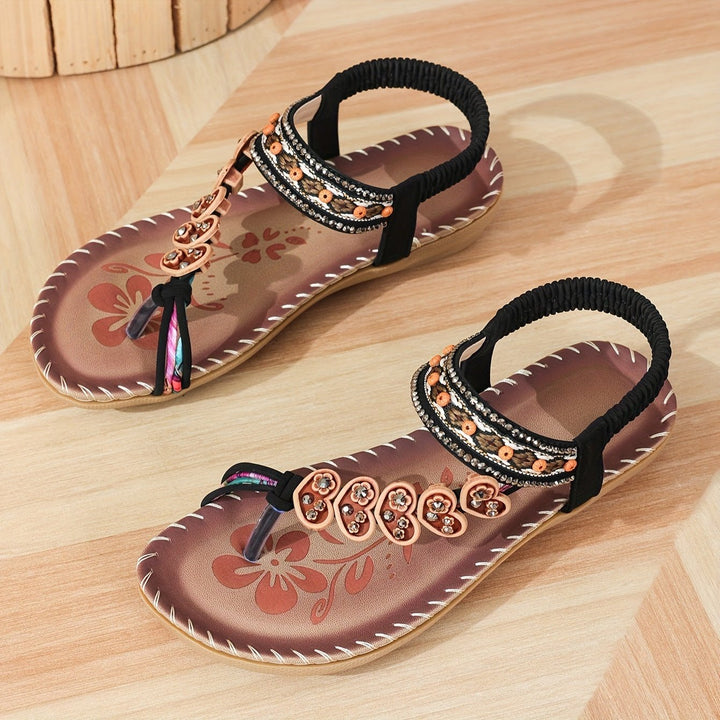 Women's Orthopedic Flat Ankle Strap Sandals - Black