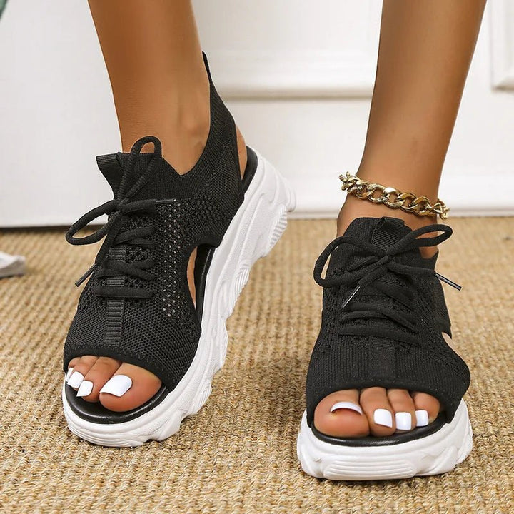 Women's Orthopedic Knit Athletic Sandals - Black
