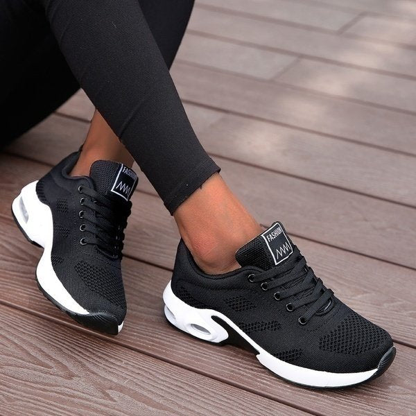 Women's Orthopedic Memory-Foam Athletic Sneakers - Zwart