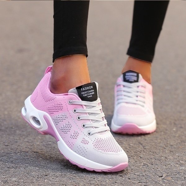 Women's Orthopedic Memory-Foam Athletic Sneakers - Roze/Grijs