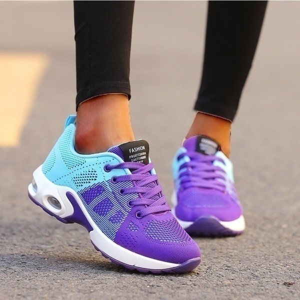 Women's Orthopedic Memory-Foam Athletic Sneakers - Turquoise/Paars