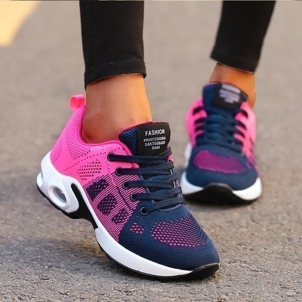 Women's Orthopedic Memory-Foam Athletic Sneakers - Roze/Blauw