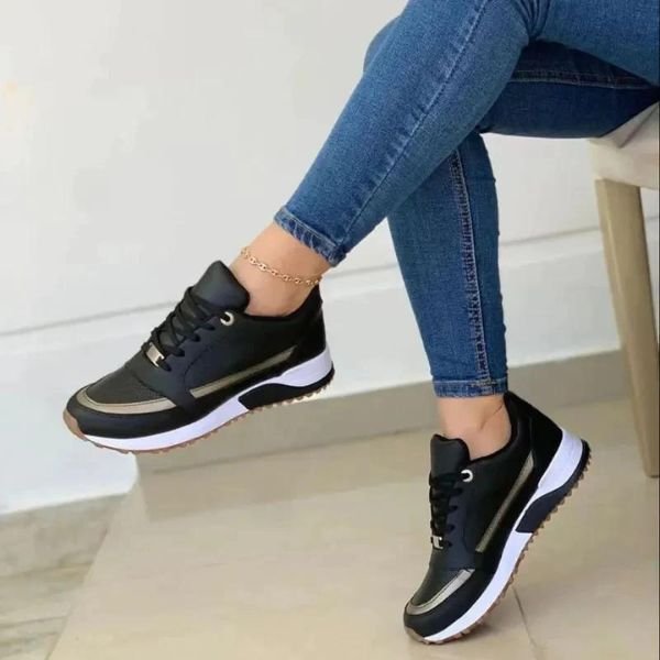 Women's Orthopedic Memory-Foam Athletic Walking Sneakers - Zwart