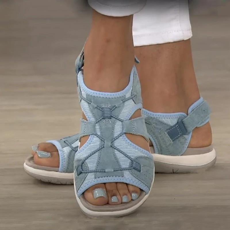 Women's Orthopedic Memory-Foam Closed-Toe Summer Sandals - Blue