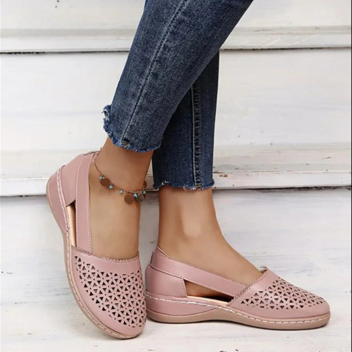Women's Orthopedic Perforated Slip-On Walking Shoes - Light Pink